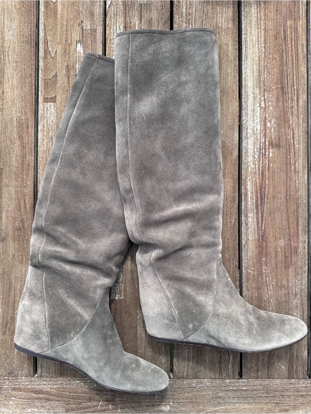Women's Lanvin Suede Tall Wedge Boots - 38